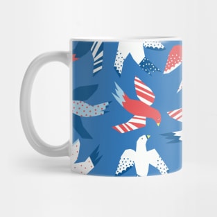 Birds Blue Red White Mug